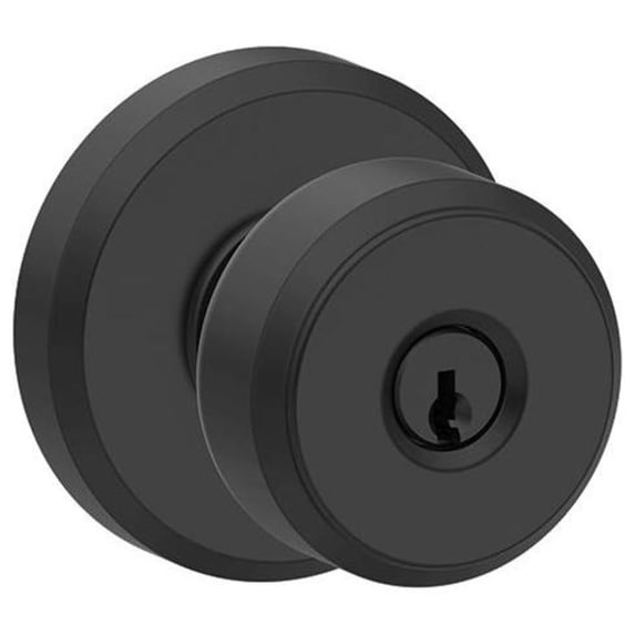 SCHLAGE F51A BWE 622 GSN 619 Bowery Knob with Greyson Trim Keyed Entry Lock Matte Black with Satin Nickel Interior