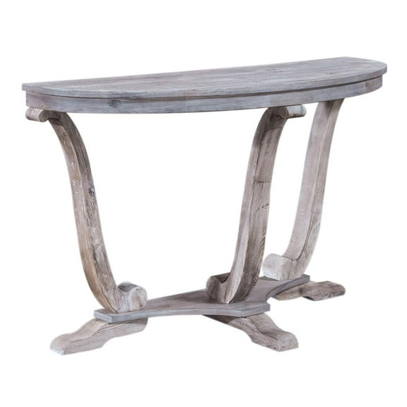 Liberty Furniture Industies, INC Greystone Mill Sofa Table in Stone White Wash w/ Wirebrush Distressing