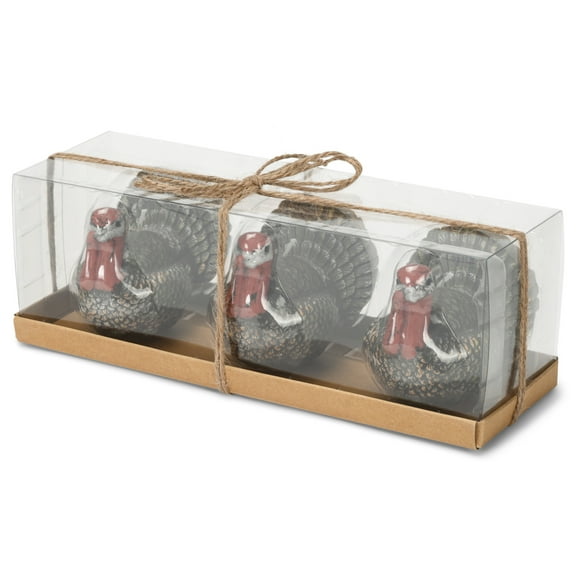 Greywash Sitting Turkey 23 x 7.5 Wax Decorative Tabletop Candle Set 3