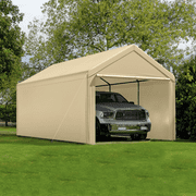 Grezjxc 10 x 20ft Steel Carport Heavy Duty Awning Car Canopy Tent with Side Walls for outdoor Truck Boat Car Port Party Storage(Beige)