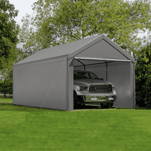Grezjxc 10 x 20ft Steel Carport Heavy Duty Awning Car Canopy Tent with Side Walls for outdoor Truck Boat Car Port Party Storage (Grey)