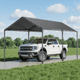 thumbnail image 1 of Grezjxc 10x20 ft Metal Carport Car Canopy Portable Car Tent Garage, Gray, 1 of 9