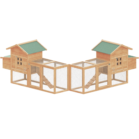 Grezjxc Chicken Coop Large Wooden Outdoor Hutch Hen Cage with Ventilation Castle Door, Rabbit Hutch Home Backyard Removable Tray & amp Ramp Play House Nesting Boxes with Cover(Grey)