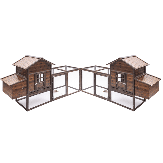 Grezjxc Chicken Coop Large Wooden Outdoor Hutch Hen Cage with Ventilation Castle Door, Rabbit Hutch Home Backyard Removable Tray & amp Ramp Play House Nesting Boxes with Cover(Grey)