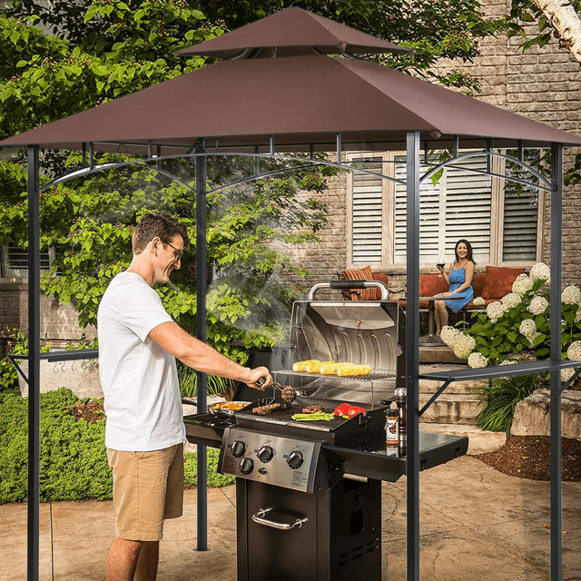 Gazebo Canopy 8'x 5' Gazebo Barbecue Canopy BBQ Grill Tent W/ Hard