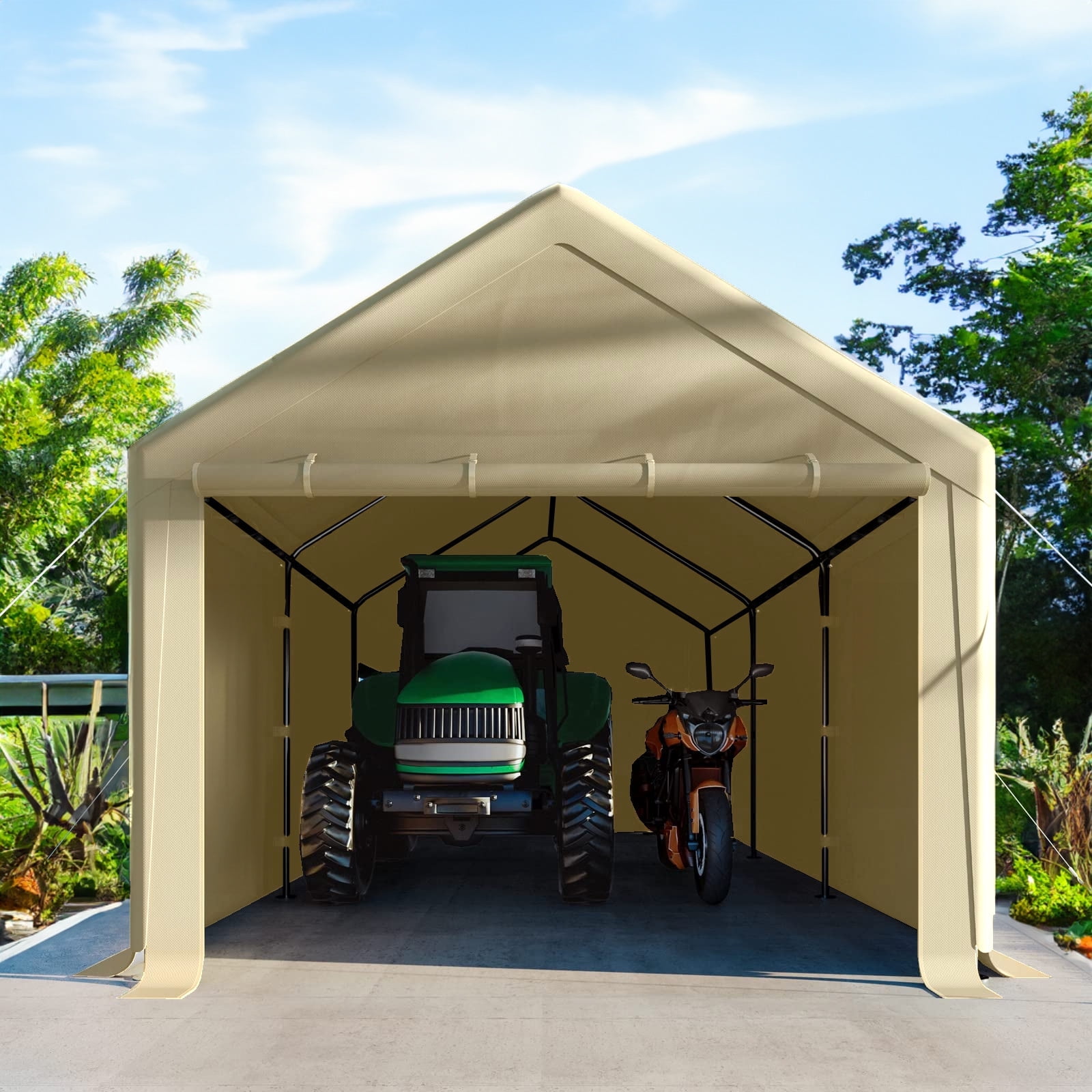 Grezone 10 x 20 ft Outdoor Canopy Carport Heavy Duty Auto Shelter with Durable Frame Portable Versatile Tent Garage Walmart