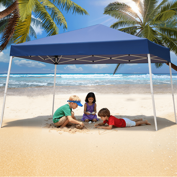 Grezone 11' x 11' Instant Slant Leg Pop-up Canopy Outdoor Shading Shelter, Blue