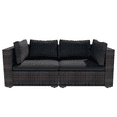 thumbnail image 1 of Grezone 2 Pieces Patio Furniture Set, All Weather Outdoor Sectional PE Rattan, Patio Conversation Sets with Cushions and Glass Coffee Table for Garden Lawn Balcony Porch Deck, Black, 1 of 6