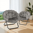thumbnail image 1 of Grezone 2 Pieces Round Foldable Saucer Chair, Moon Chair with Metal Frame for Bedroom, 1 of 9