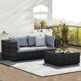 thumbnail image 1 of Grezone 3 Pieces Patio Furniture Set, All Weather Outdoor Sectional PE Rattan, Patio Conversation Sets with Cushions and Glass Coffee Table for Garden Lawn Balcony Porch Deck, Gray, 1 of 6