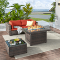 thumbnail image 1 of Grezone 4 Pieces Patio Furniture Set with Fire Pit Table, All Weather Outdoor Sectional PE Rattan, Patio Conversation Sets with Cushions and Glass Coffee Table, Red, 1 of 7