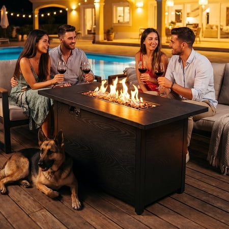 Grezone 42'' Propane Gas Fire Pit Table 50,000 BTU Auto-Lgnition Gas Firepit