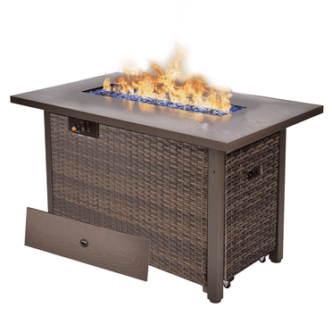 Grezone 42'' Propane Gas Fire Pit Table 50,000 BTU Auto-Lgnition Gas Firepit