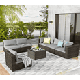 thumbnail image 1 of Grezone 7 Pieces Patio Furniture Set, All Weather Outdoor Sectional PE Rattan, Patio Conversation Sets with Cushions and Glass Coffee Table for Garden Lawn Balcony Porch Deck, Gray, 1 of 8