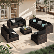 Grezone 9 Pieces Outdoor Patio Furniture, PE Wicker Rattan Sectional Sofa Patio Conversation Sets deal from Walmart