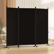 Grezone Large Folding Panel Portable Stand Room dividers Privacy Screen for Bedroom Dining Room Screens Curtains Partition Home Office Dorm Separation (Black, Three Panel)