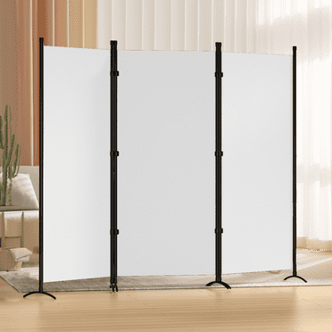 Grezone Large Folding Panel Portable Stand Room dividers Privacy Screen for Bedroom Dining Room Screens Curtains Partition Home Office Dorm Separation (White, Three Panel)