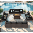 thumbnail image 1 of Grezone Patio Furniture Sets 15 Pieces Sectional Outdoor Furniture Sofa Chairs Set All Weather PE Rattan Wicker Couch Conversation Set Black, 1 of 9