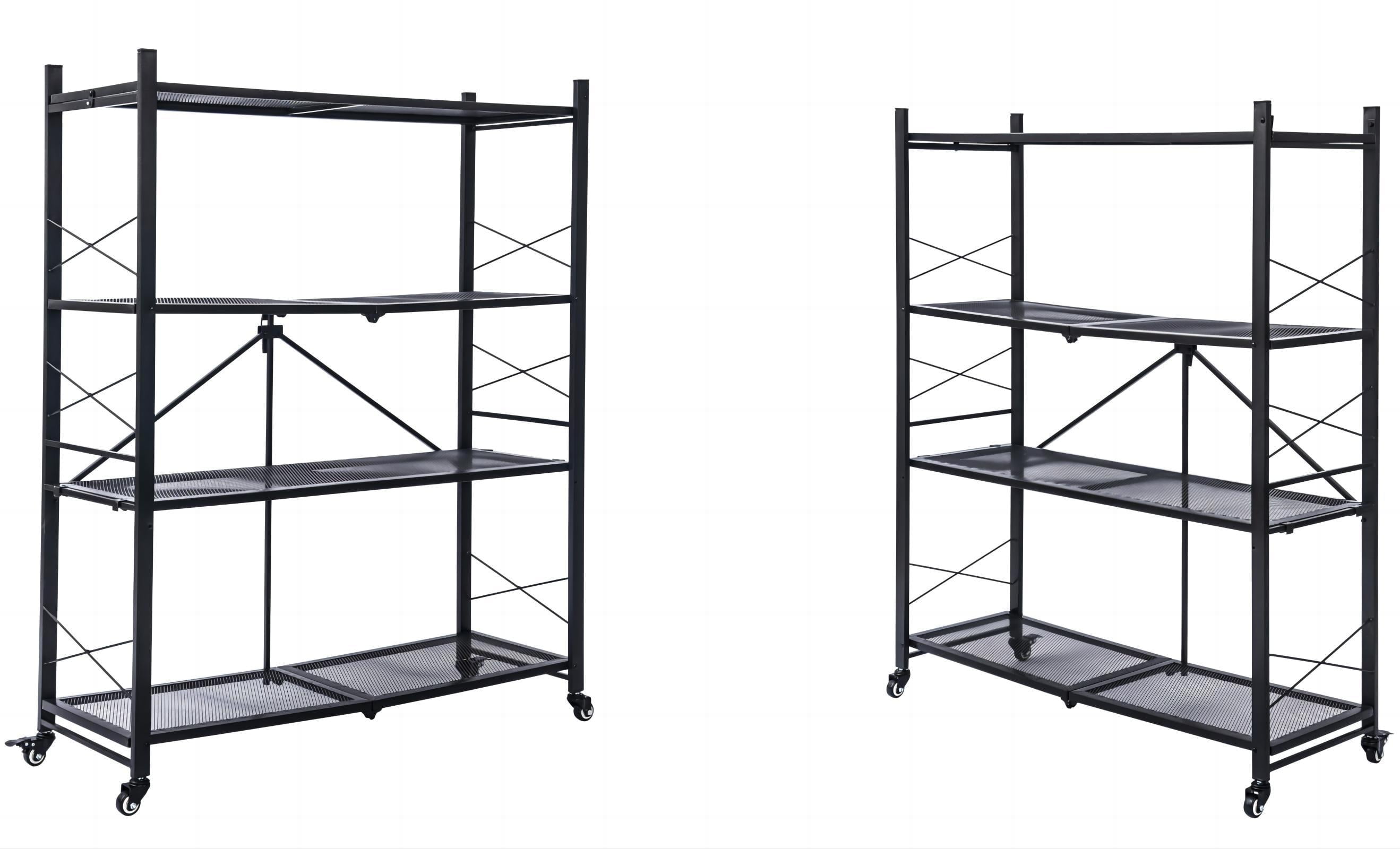 Grezone Two Set 4 Tier Foldable Shelves Metal Storage Shelves with