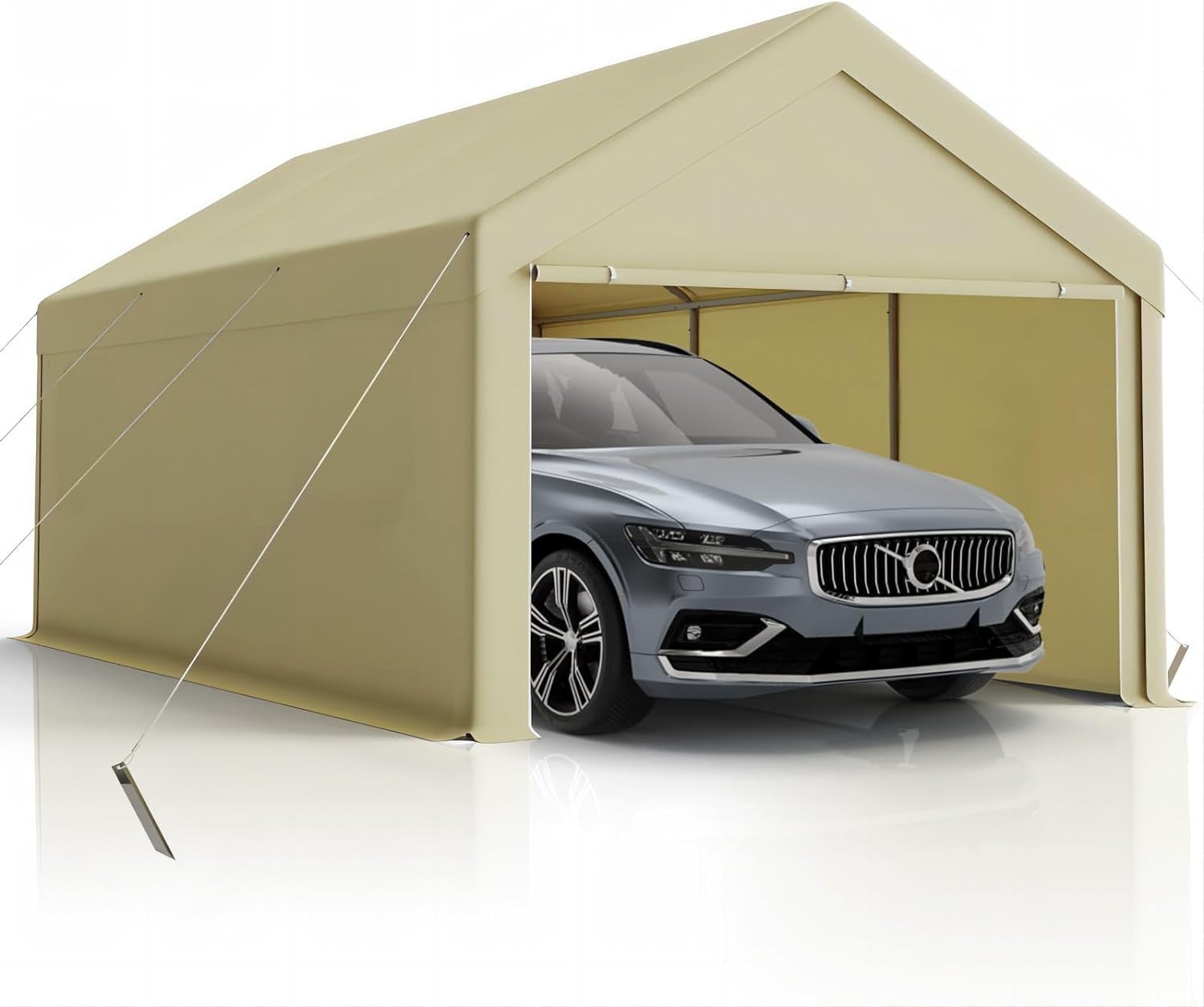 COBIZI Carport 10'x20' Large Heavy Duty Car Tent With Powder-Coated Steel Frame, Portable Garage With Removable Sidewalls & Doors, Car Canopy With
