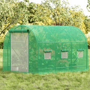 Grezone Walk-in Tunnel Greenhouse 10x10x6.6 FT Upgraded Green House with Dual Zippered Screen Doors & 6 Screen Windows Heavy Duty Plastic Plant Warm House with Reinforced Frame