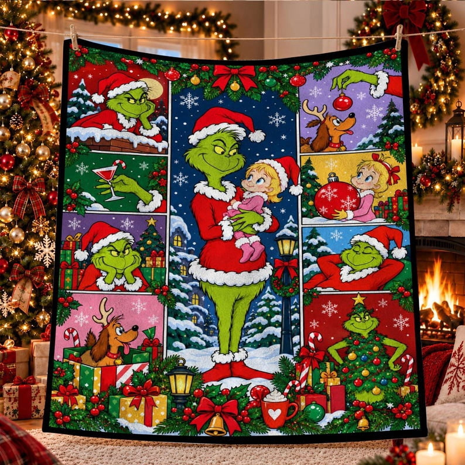 Gri.nch Christmas Flannel Blanket, Gri.nch Cindy Lou Who Max Dog ...