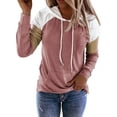 thumbnail image 1 of Grianlook Colorblocks Fashion Tops For Womens Drawstring Neck Pullover Hoodies Casual Long Sleeve Sweatshirts With Pocket Pink 3XL, 1 of 2