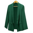 thumbnail image 1 of Grianlook Ladies Cardigan Jacket Long Sleeve Business Jackets Solid Color Casual Blazers Open Front Women Elegant Suit Neck Plain Fake Pocket Green XL, 1 of 7
