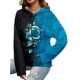 thumbnail image 1 of Grianlook Ladies Casual Kangaroo Pocket Hoodies Floral Print Long Sleeve Sweatshirt Fall Drawstring Pullover Lake Blue 4XL, 1 of 2