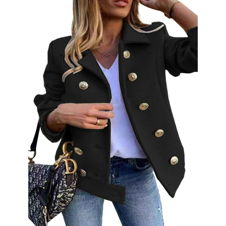 Short black peacoat best sale womens