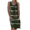 thumbnail image 1 of Grianlook Ladies Loose Striped Printed Tunic Midi Dress Crew Neck Sleeveless Shift Sundress Lounge With Pocket Tank Dresses, 1 of 2