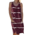 thumbnail image 1 of Grianlook Ladies Loose Striped Printed Tunic Midi Dress Crew Neck Sleeveless Shift Sundress Lounge With Pocket Tank Dresses, 1 of 2