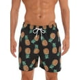 thumbnail image 1 of Grianlook Men Boardshorts Pocket Beach Pants High Waist Swimsuit Mens Comfy Beachwear Quick Dry Drawstring Swim Shorts Black Pineapple A XL, 1 of 5