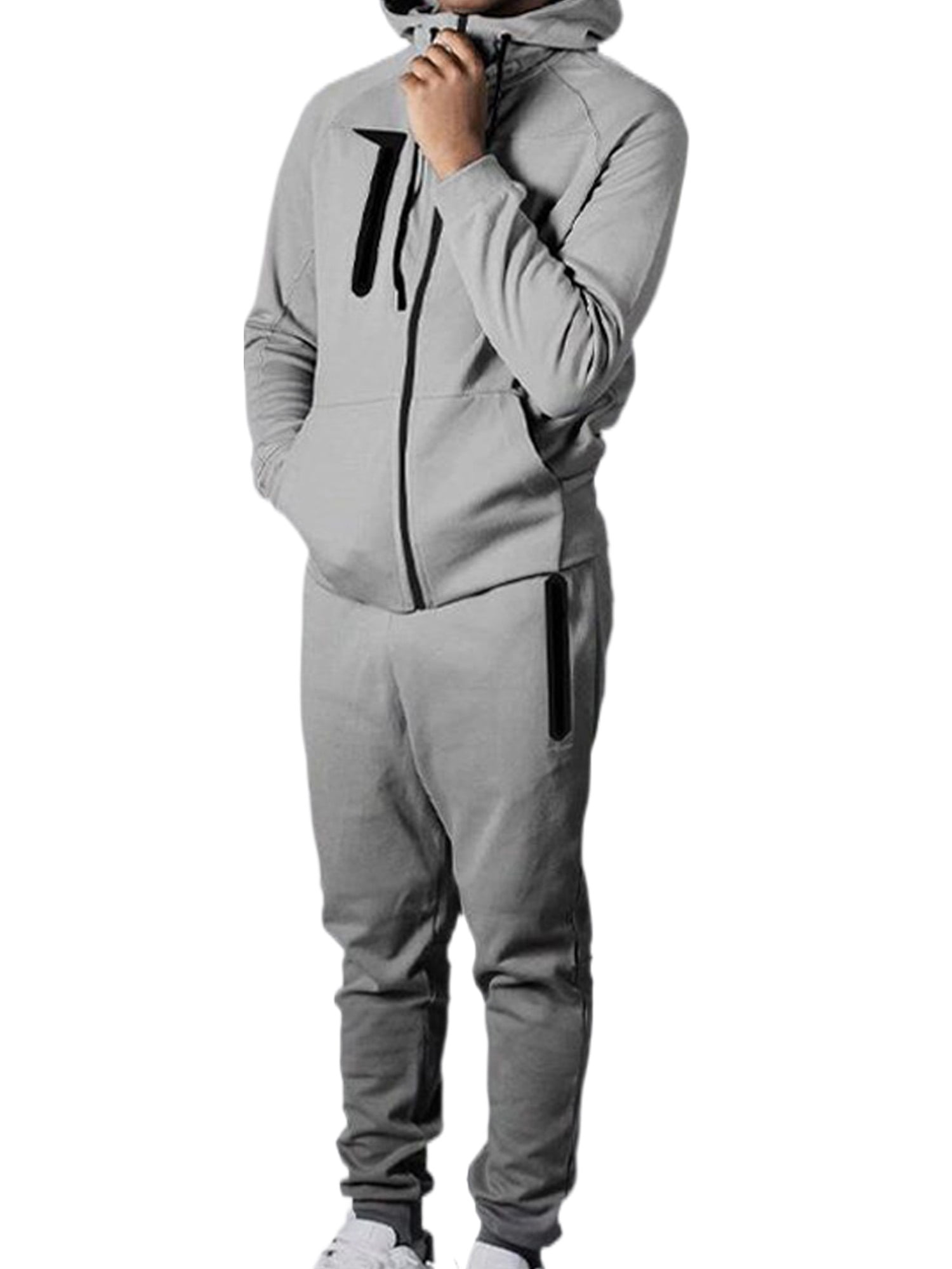 Grianlook Men Hoodies Sweatsuit Zipper Jogger Sets Two Pieces