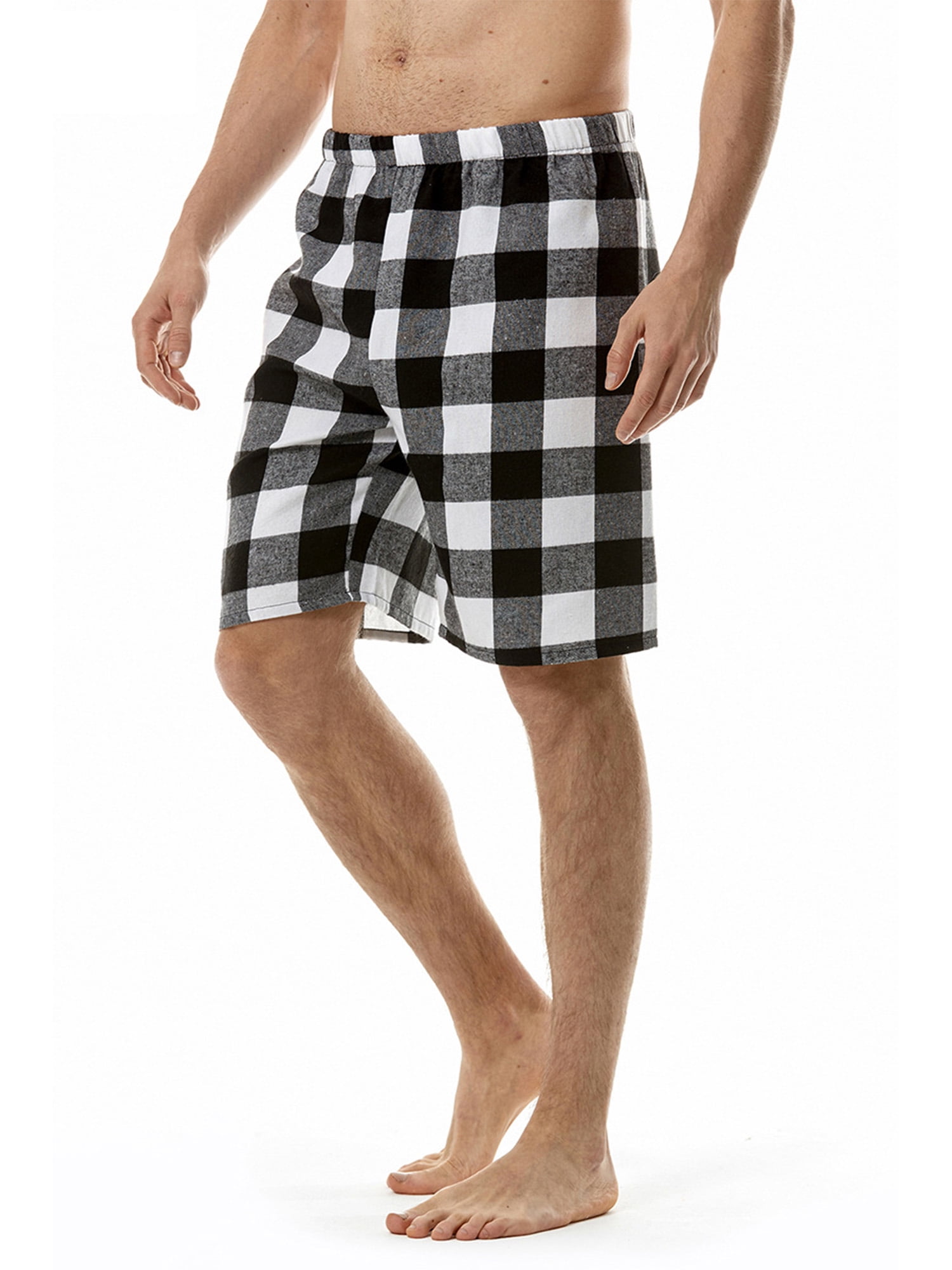 Grianlook Men Lounge Shorts Plaid Summer Short Pants Flannel Classic
