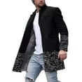 thumbnail image 1 of Grianlook Men Soft Plaid Peacoat Notched Overcoats Single Breasted Long Coats Outwear Black C XL, 1 of 2