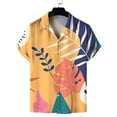 thumbnail image 1 of Grianlook Men Summer Tropical Shirts Short Sleeve Button Up Hawaiian Shirt V Neck Casual Loose Tunic Tops, 1 of 2