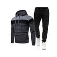 thumbnail image 1 of Grianlook Men Tracksuit Set Long Sleeve Sweatshirts+Pants Outfits Hoodies Sweatsuit Two Pieces Jogger Sets Deep Gray 2XL, 1 of 2