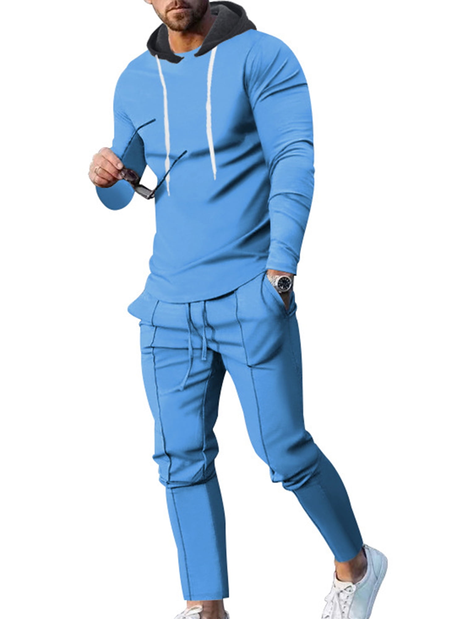 Grianlook Men's Sweatshirts+Pant Outfits Long Sleeve Jogger Sets Two