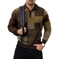 thumbnail image 1 of Grianlook Mens Classic Fit Tops Buttons Polo Shirt Striped Geometric Print T Shirts Lapel Neck Long Sleeve Pullover Style A L, 1 of 2