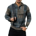 thumbnail image 1 of Grianlook Mens Classic Fit Tops Buttons Polo Shirt Striped Geometric Print T Shirts Lapel Neck Long Sleeve Pullover Style I 4XL, 1 of 2