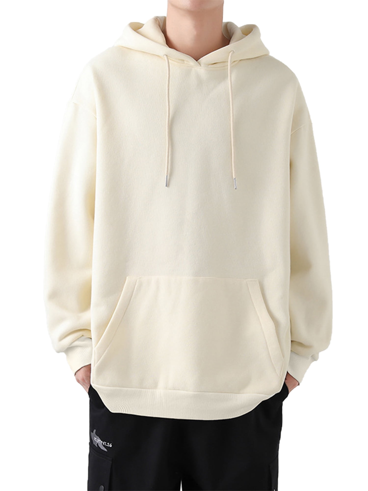 Grianlook Mens Pullover Long Sleeve Hoodies Solid Color Sweatshirt Men  Regular Jumper Tops Leisure Drawstring Fleece Sweatshirts Apricot XL -  Walmart.com