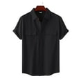 thumbnail image 1 of Grianlook Mens Regular Fit Button Down T Shirt Short Sleeve Solid Color Shirts Work Pockets Tops, 1 of 5