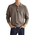 thumbnail image 1 of Grianlook Mens T Shirts Lapel Neck Tee Long Sleeve Polo Shirt Men Lightweight T-shirt Athletic Solid Color Pullover Dark Khaki 2XL, 1 of 2