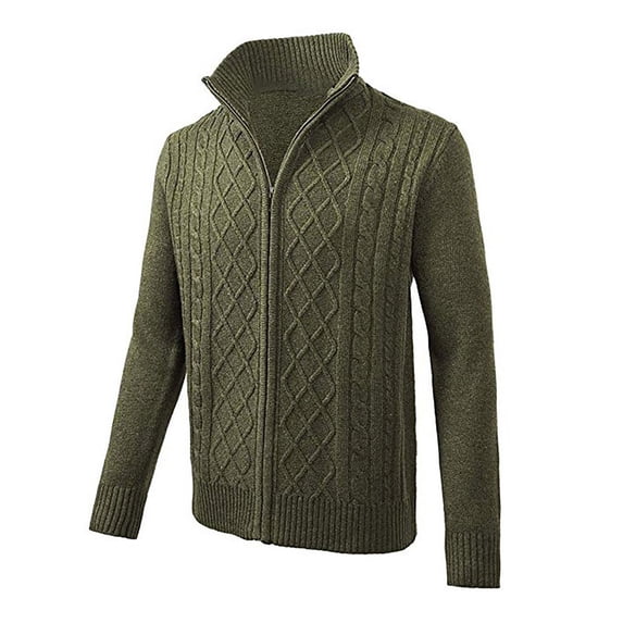 Grianlook Mens Zipper Long Sleeve Cardigan Sweater Turtleneck Zip Up Sweaters Winter Solid Color Jacket