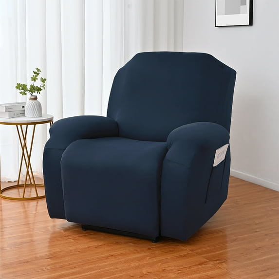 Grianlook Plain Armchair Cover Stretch Sofa Covers Elastic Slipcover Solid Color Couch Cover Furniture Protector Navy Blue 2 Seat