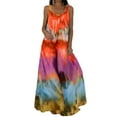 thumbnail image 1 of Grianlook Women 3D Print Tie Dye Maxi Dresses Crew Neck Gradient Long Dress Party Crew Summer Beach Sundress, 1 of 2