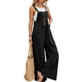 thumbnail image 1 of Grianlook Women Bib Overalls Wide Leg Romper Sleeveless Jumpsuits Ladies Boho Palazzo Pant Loose Solid Color Black L, 1 of 3