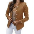 thumbnail image 1 of Grianlook Women Cardigan Jacket Long Sleeve Blazers V Neck Business Jackets Ladies Slim Fit Outwear Elegant Solid Color Camel 2XL, 1 of 2