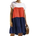 thumbnail image 1 of Grianlook Women Casual Button Tunic Midi Dress Color Matching Pleated Swing A-Line Sundress Bohemian Ruffle T-Shirt Dresses, 1 of 2